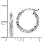 14K Polished White Gold Twisted Hoop Earrings