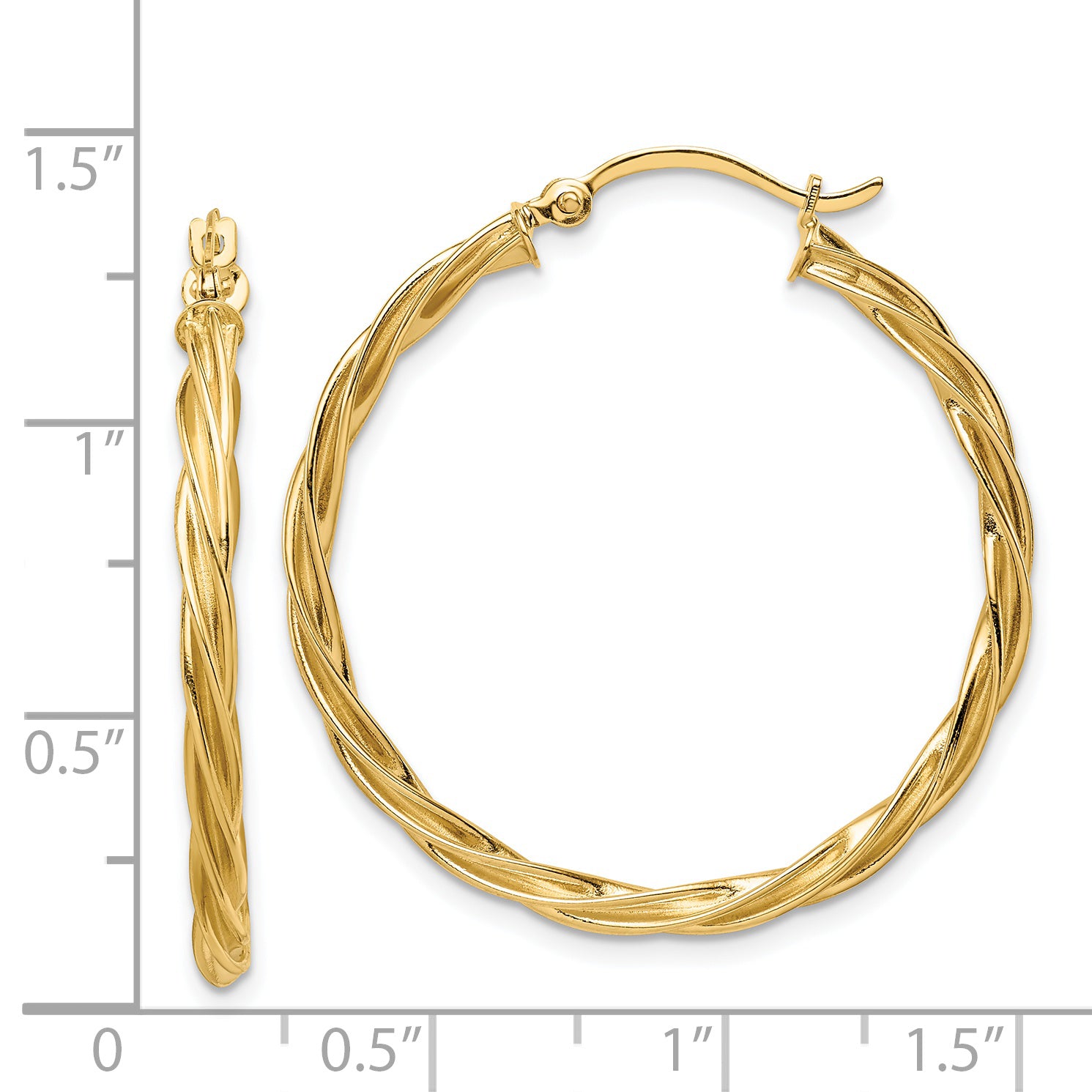 14K Polished 2.5mm Twisted Hoop Earrings