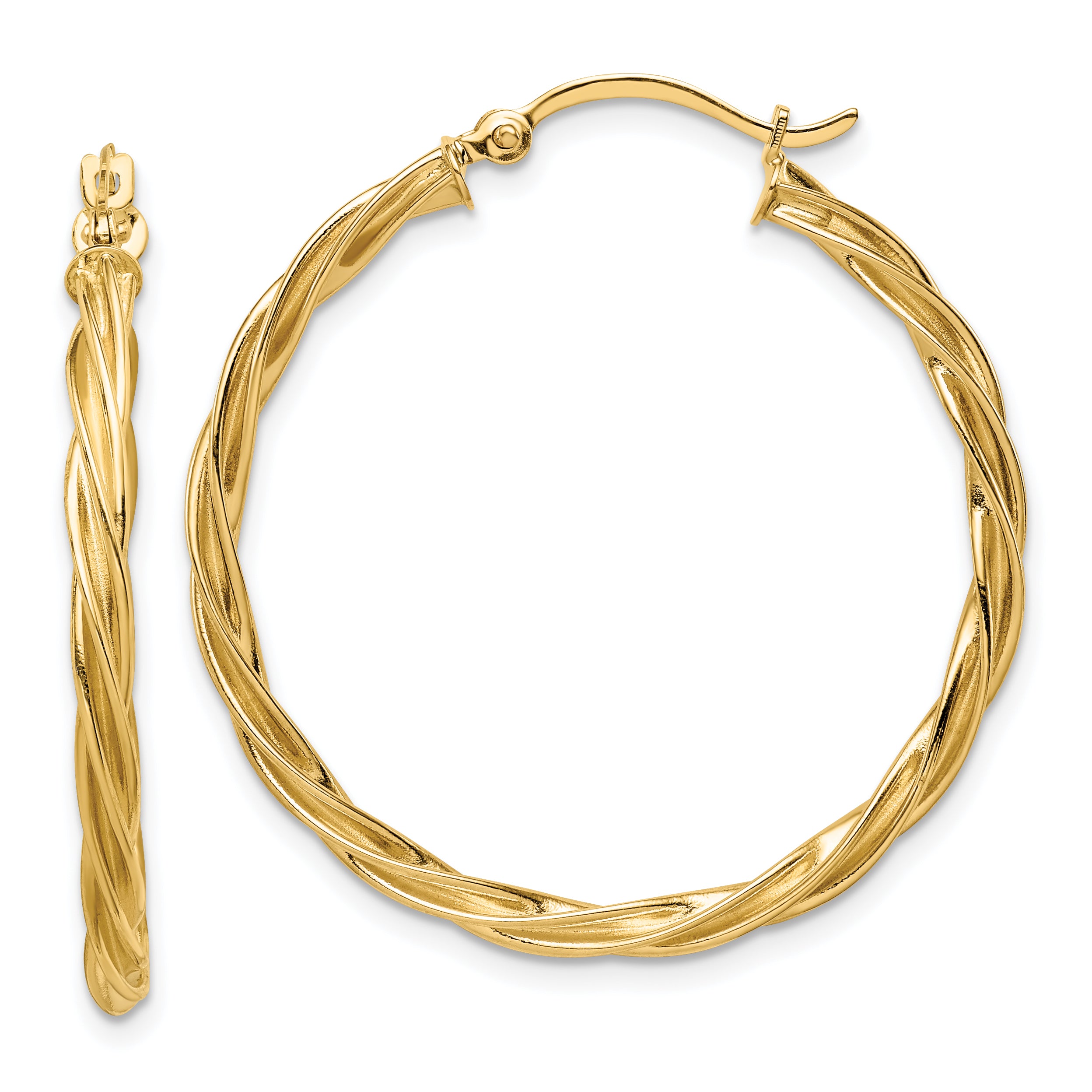 14K Polished 2.5mm Twisted Hoop Earrings Main image