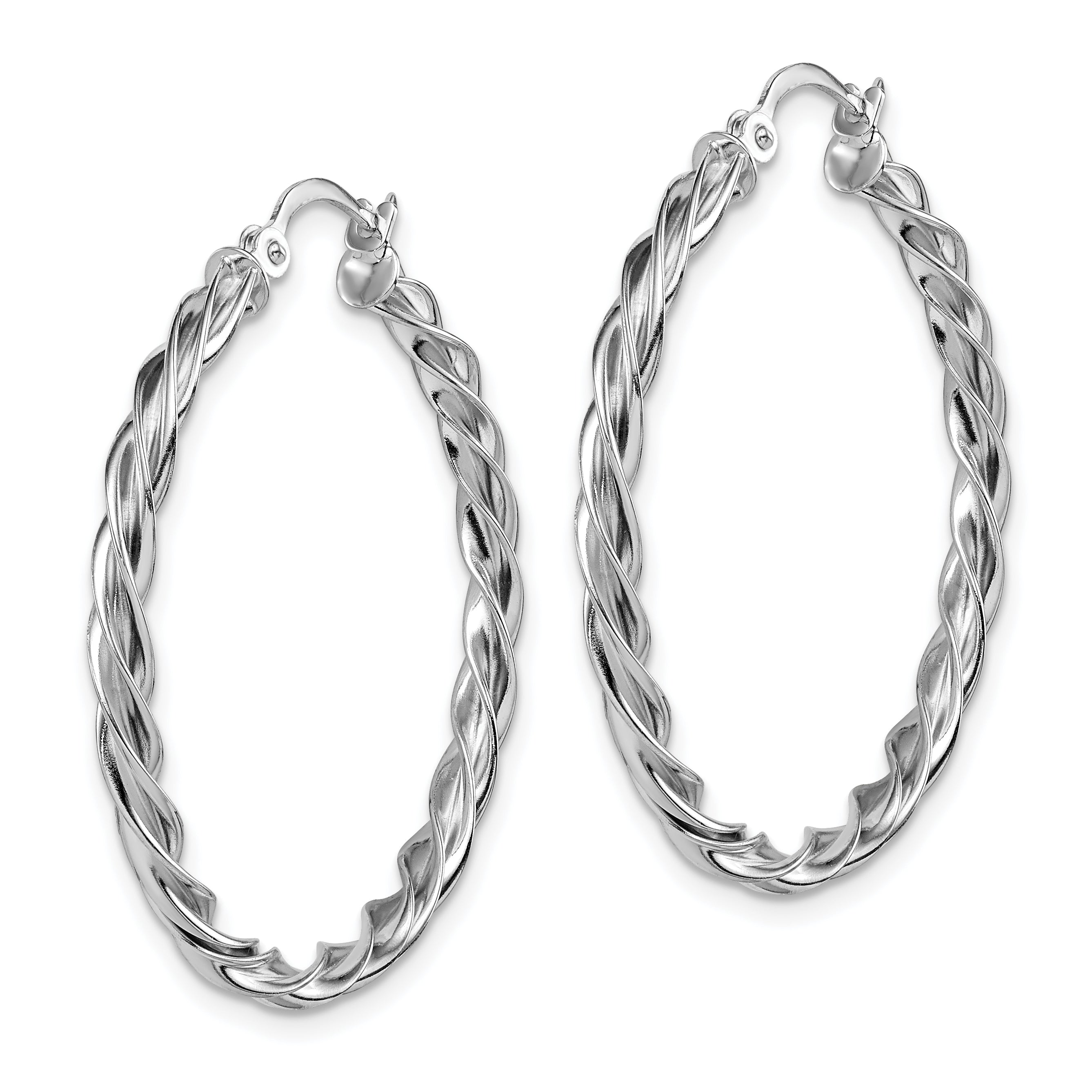 14K Polished White Gold 2.5mm Twisted Hoop Earrings Secondary image