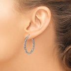 14K Polished White Gold 2.5mm Twisted Hoop Earrings