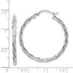 14K Polished White Gold 2.5mm Twisted Hoop Earrings