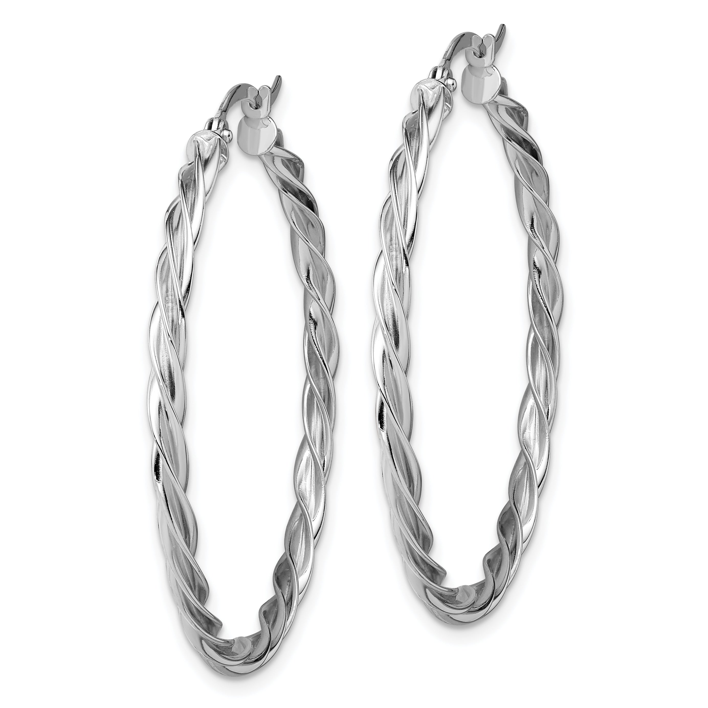 14K Polished White Gold Twisted 2.5mm Hoop Earrings Secondary image