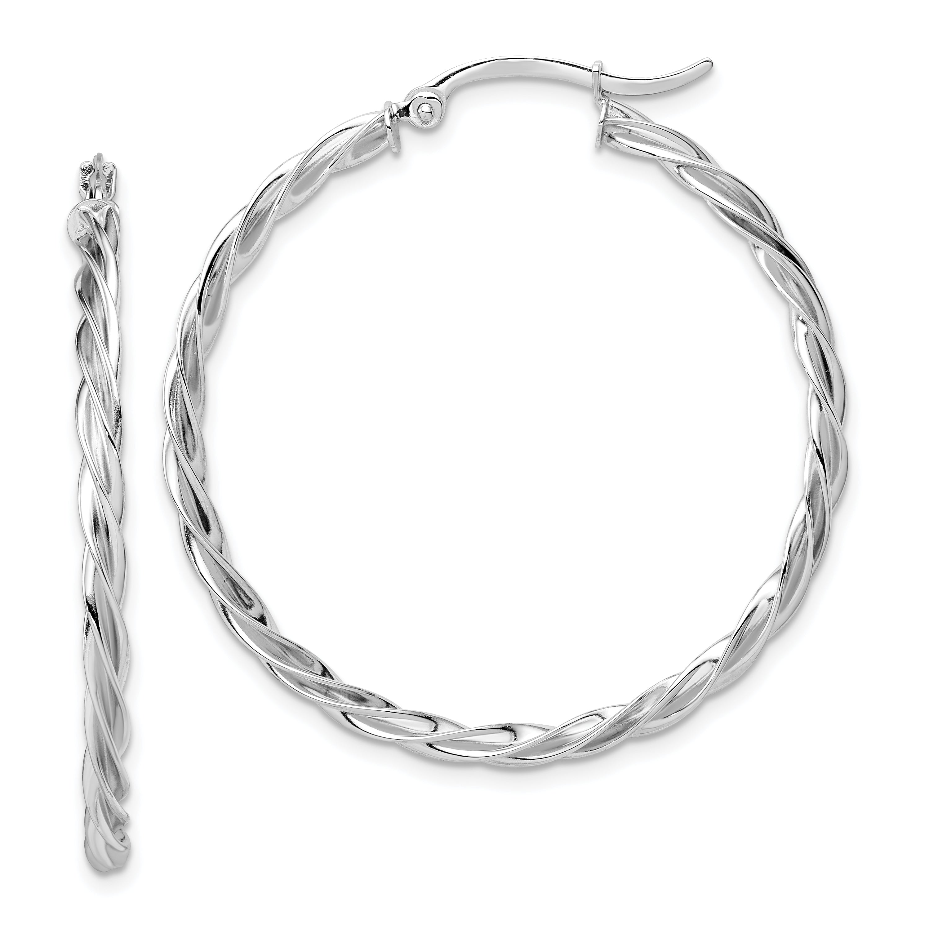 14K Polished White Gold Twisted 2.5mm Hoop Earrings Main image