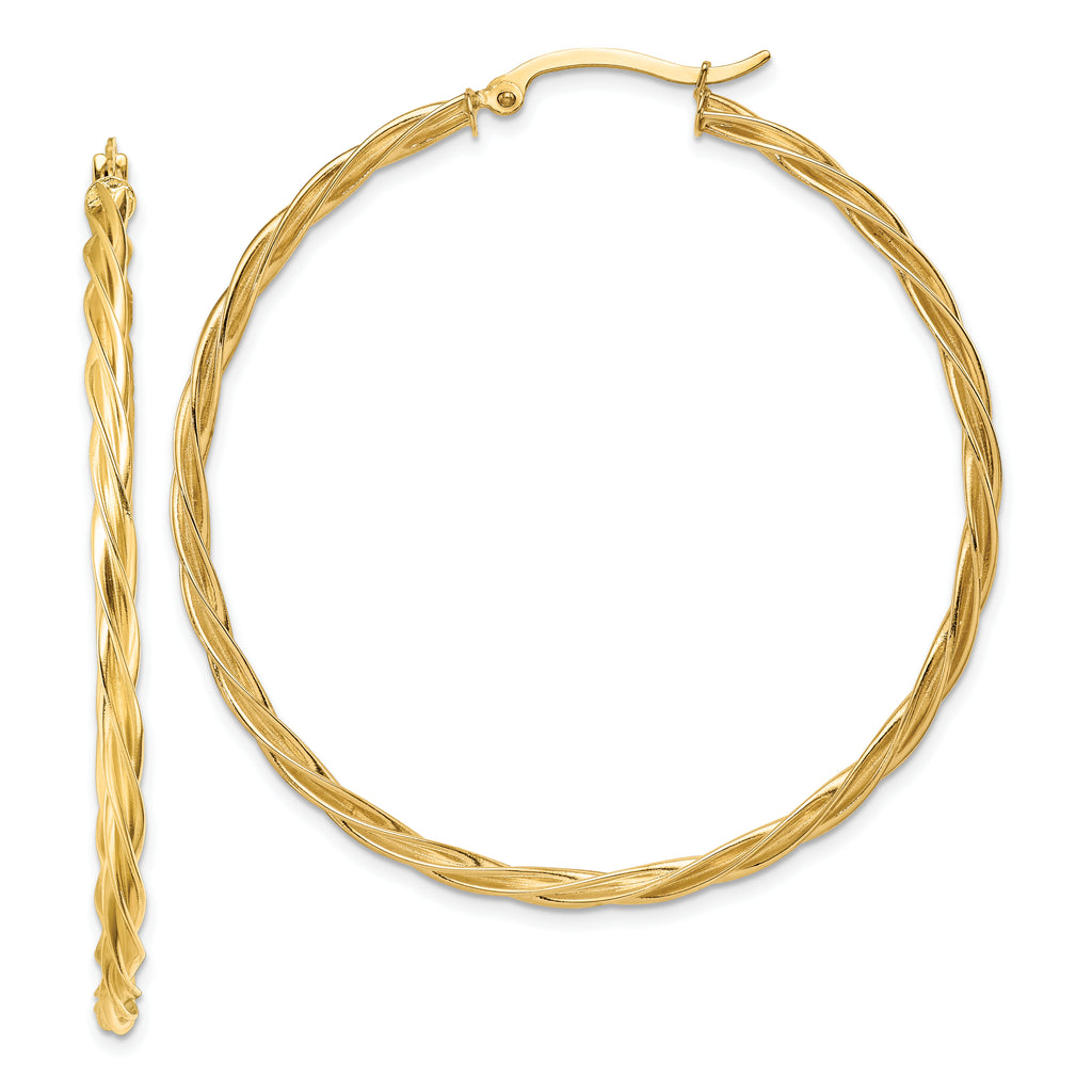 14K Polished 2.5mm Twisted Hoop Earrings