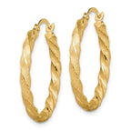 14K Twisted Satin Diamond-Cut Hoop Earrings