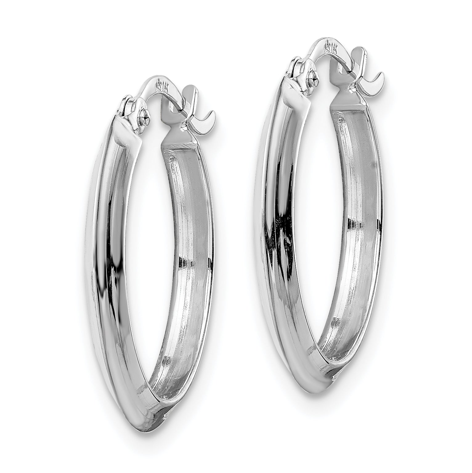 14K White Gold Polished Hoop Earrings Secondary image