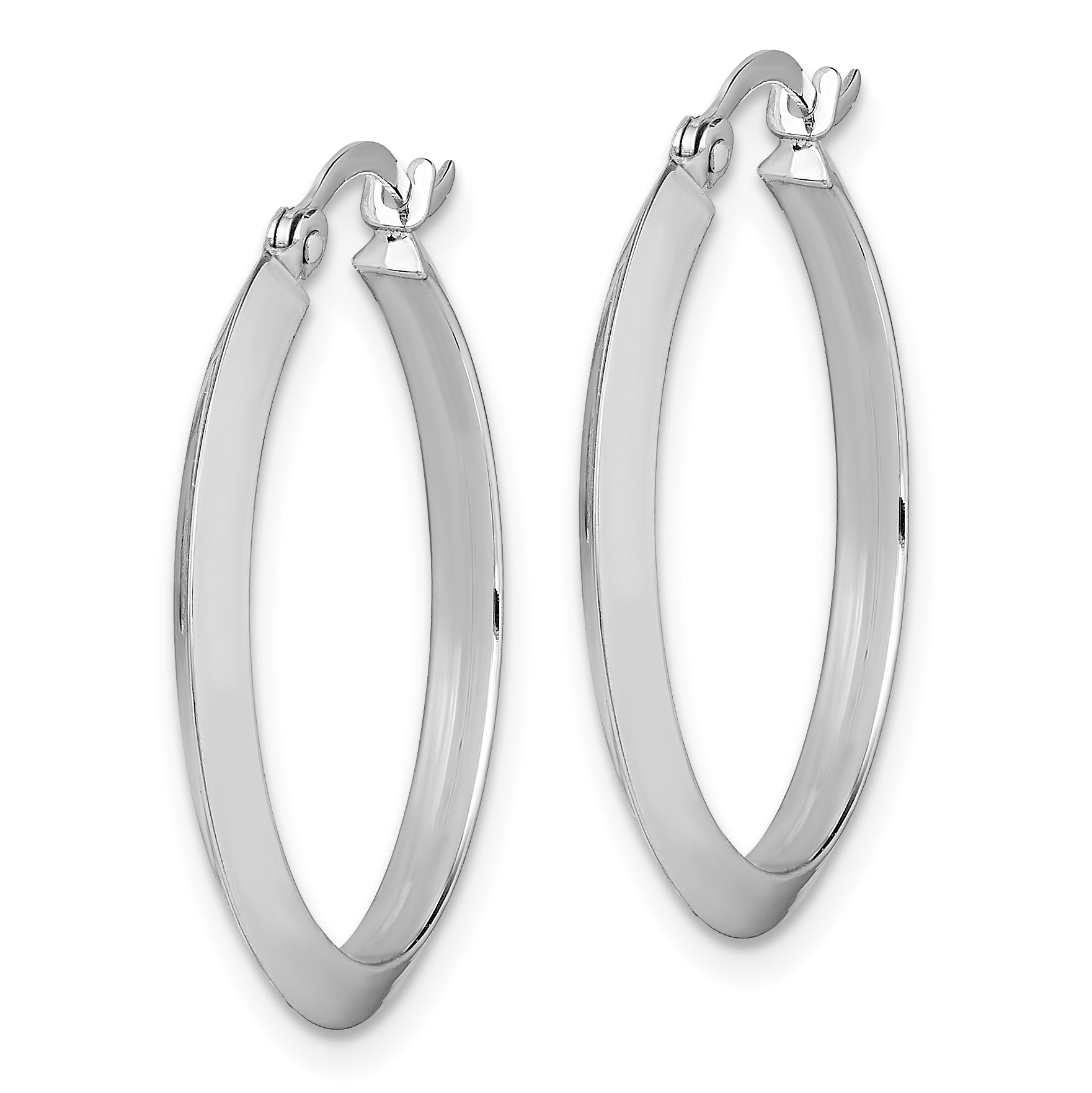 14K Polished White Gold Hoop Earrings Secondary image
