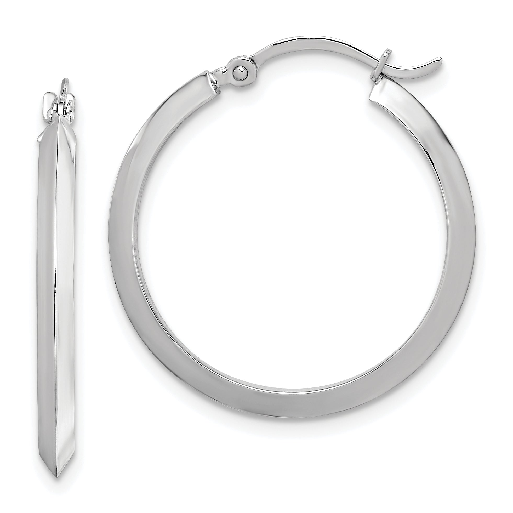 14K Polished White Gold Hoop Earrings Main image