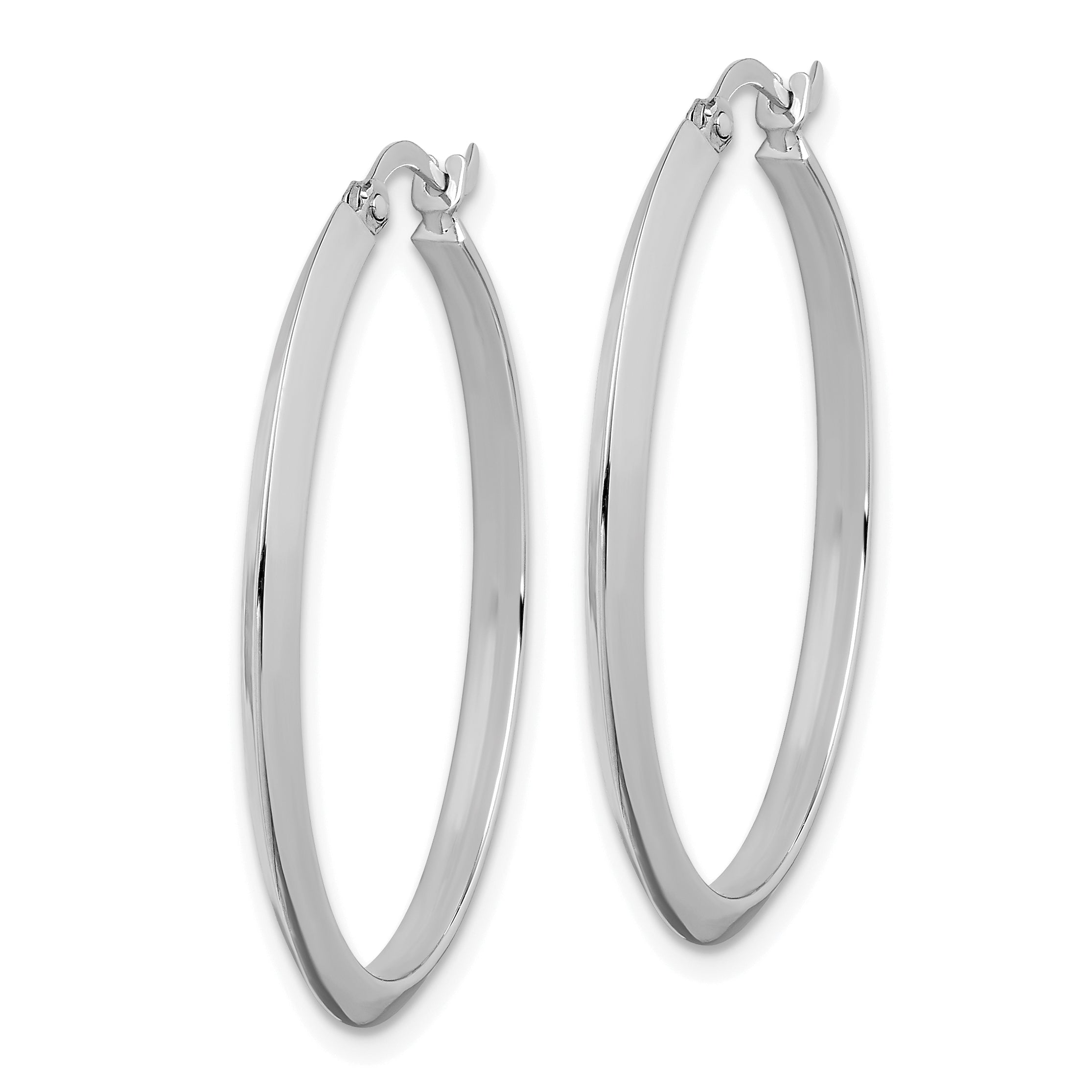 14K White Gold Polished Hoop Earrings Secondary image