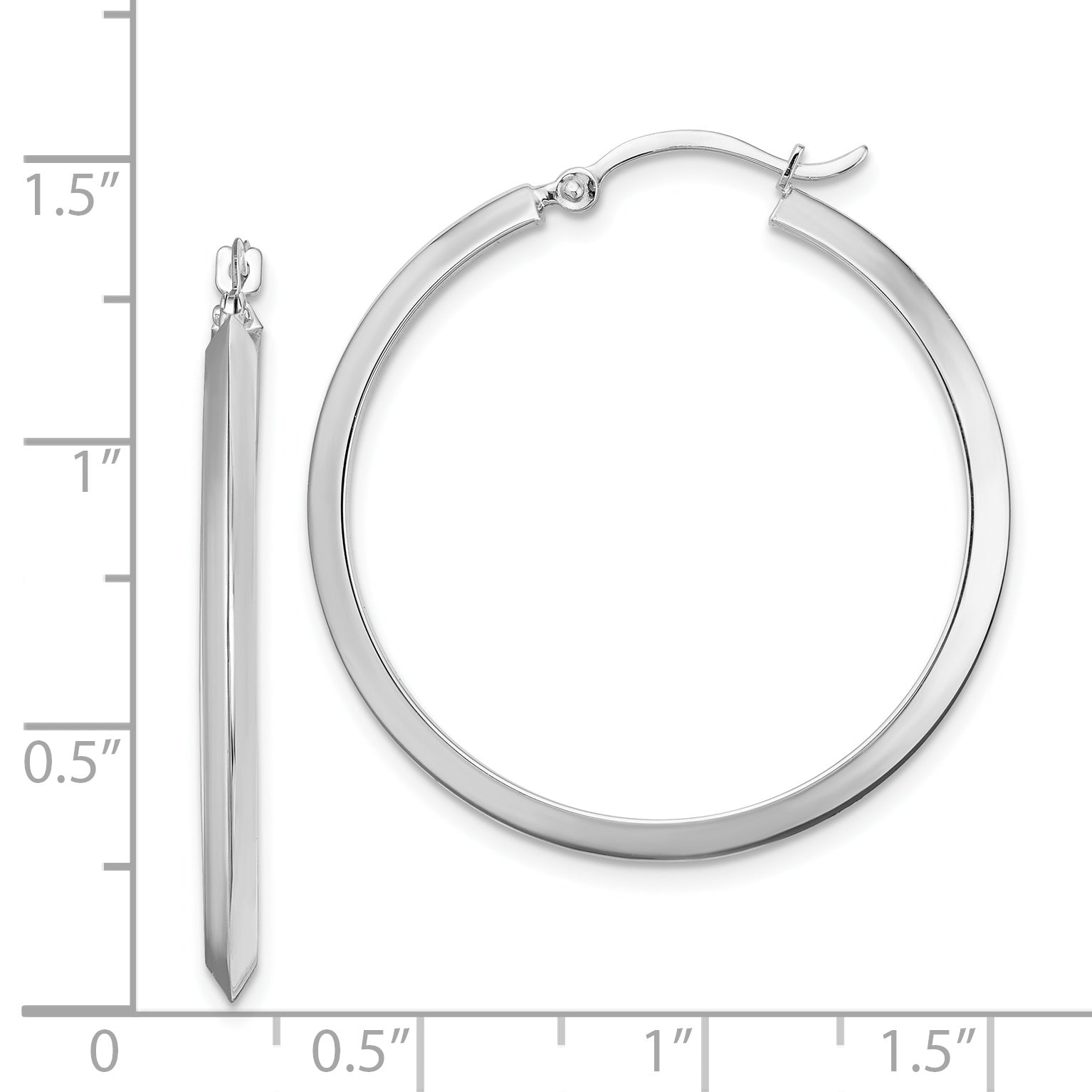 14K White Gold Polished Hoop Earrings