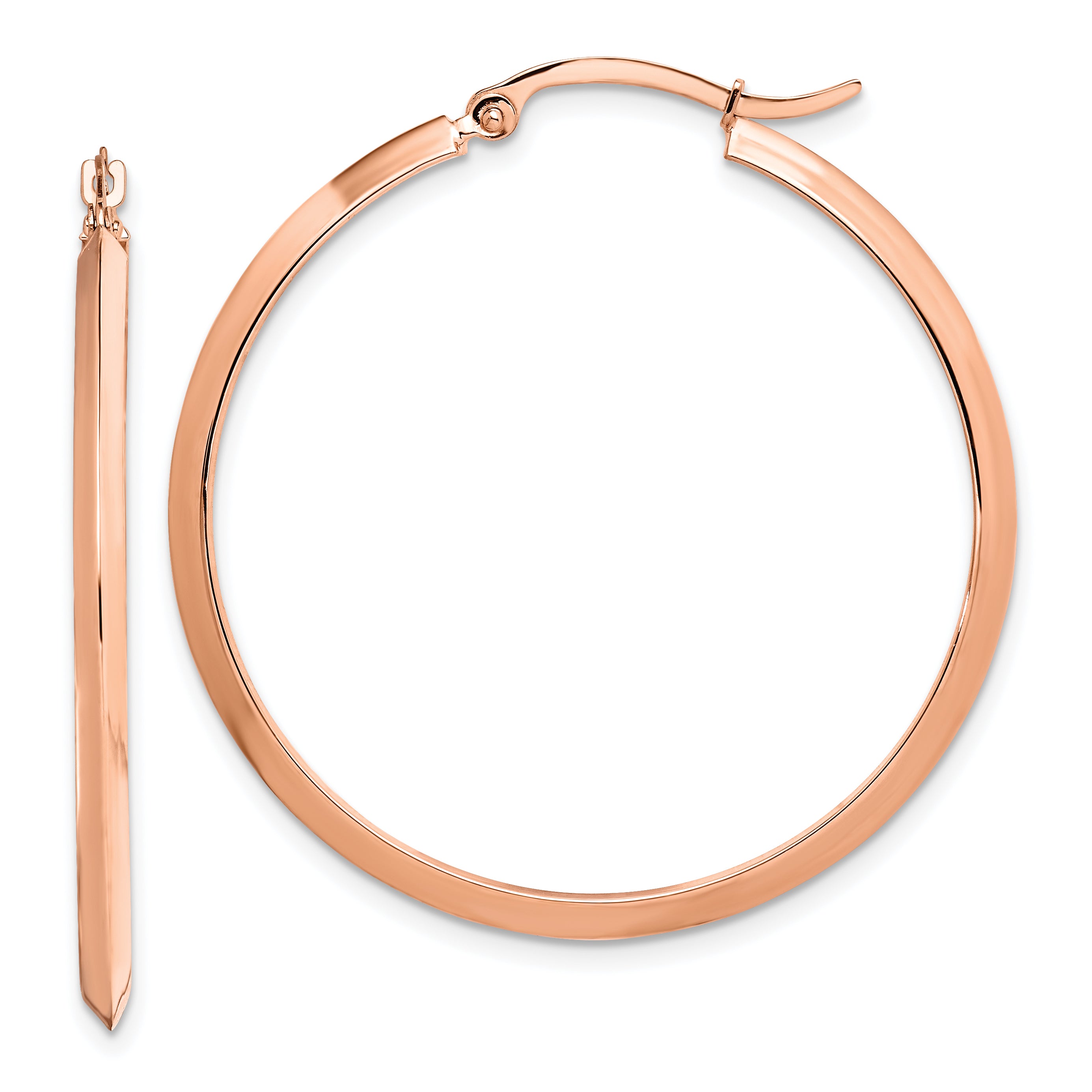 14K Rose Gold Polished Hoop Earrings Main image