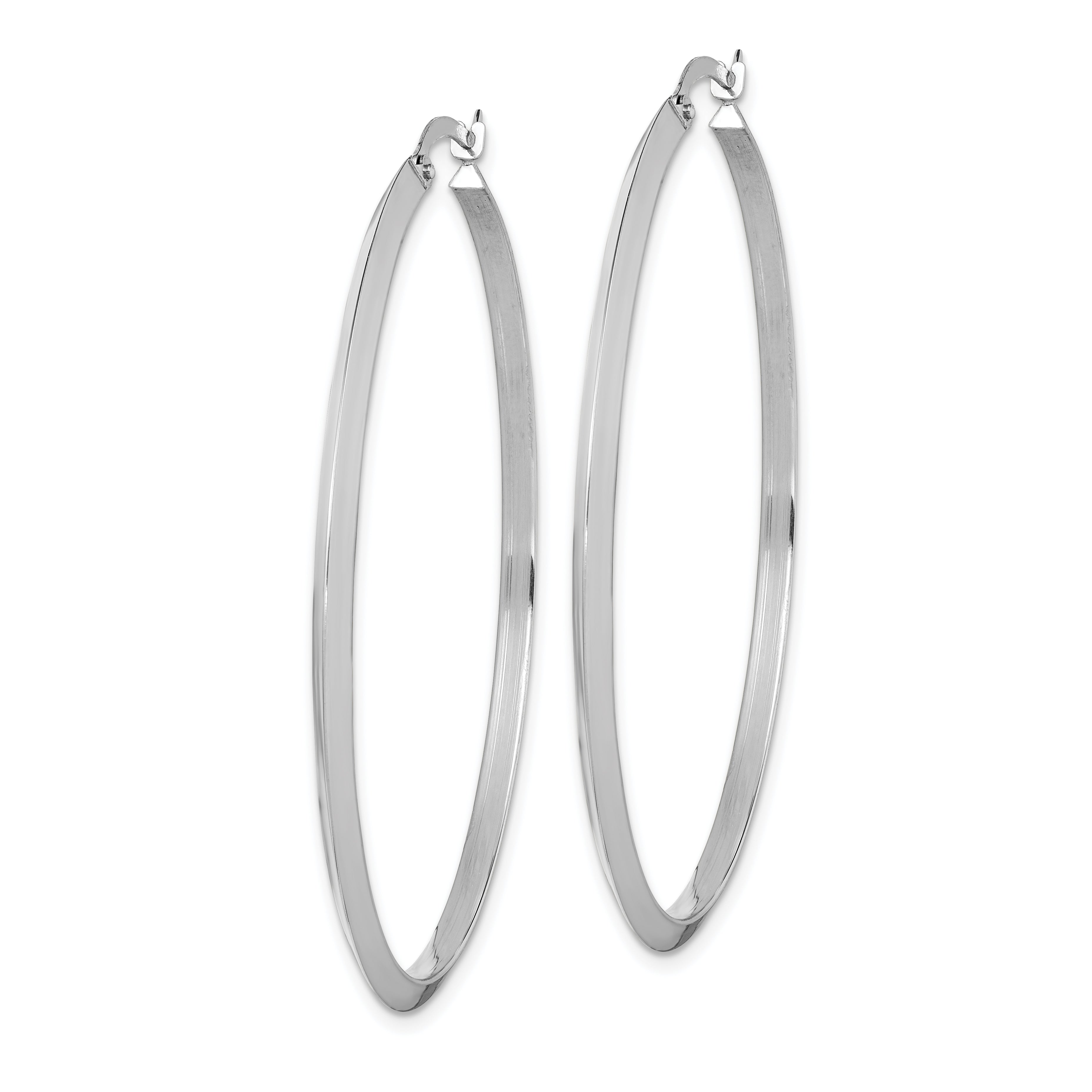 14K White Gold Polished Hoop Earrings