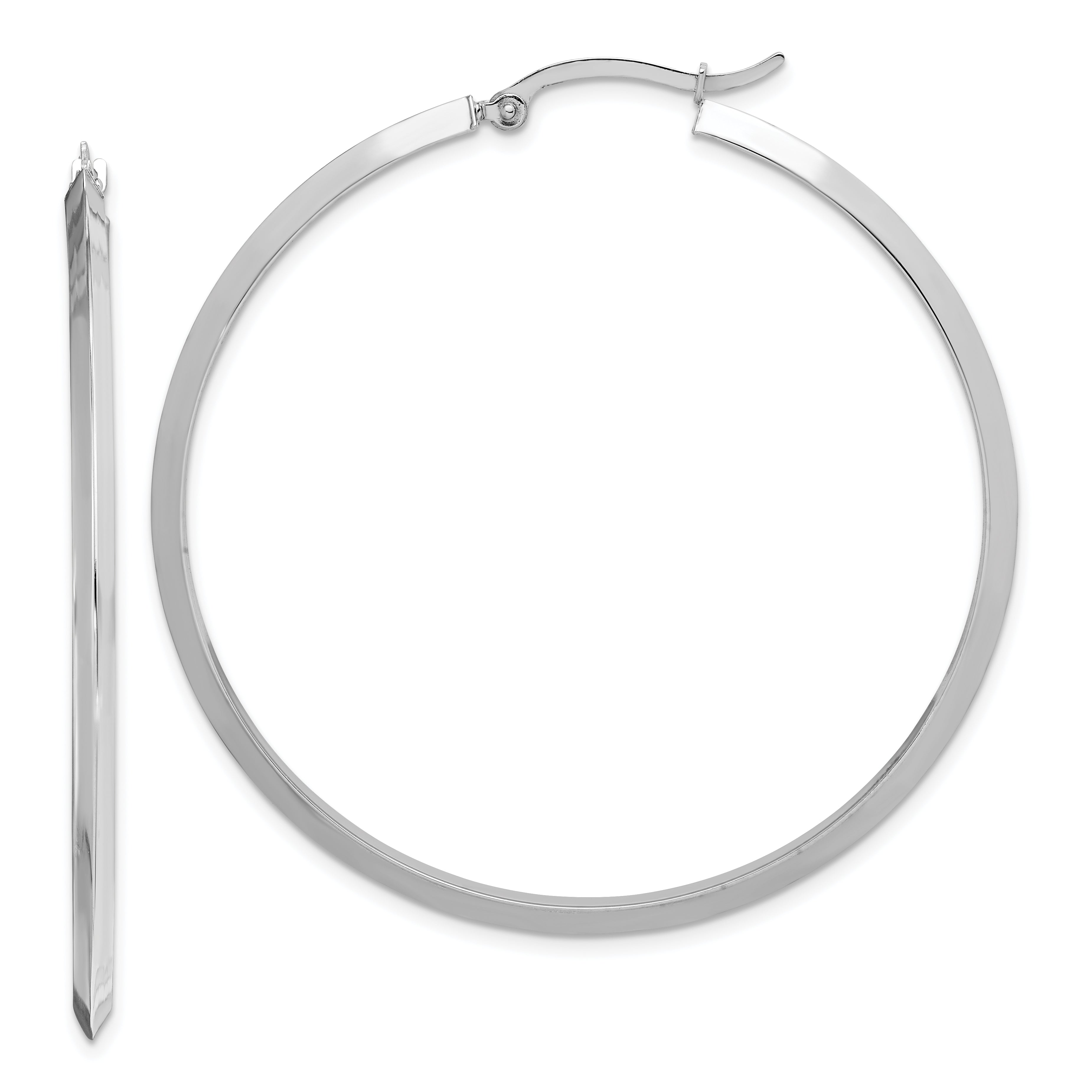 14K White Gold Polished Hoop Earrings Main image