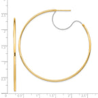 14K Two-Tone Large 2x55mm D/C Wire Polished Hoop Earrings