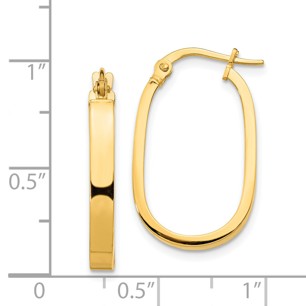 14K 3x2mm Oval Hoop Earrings