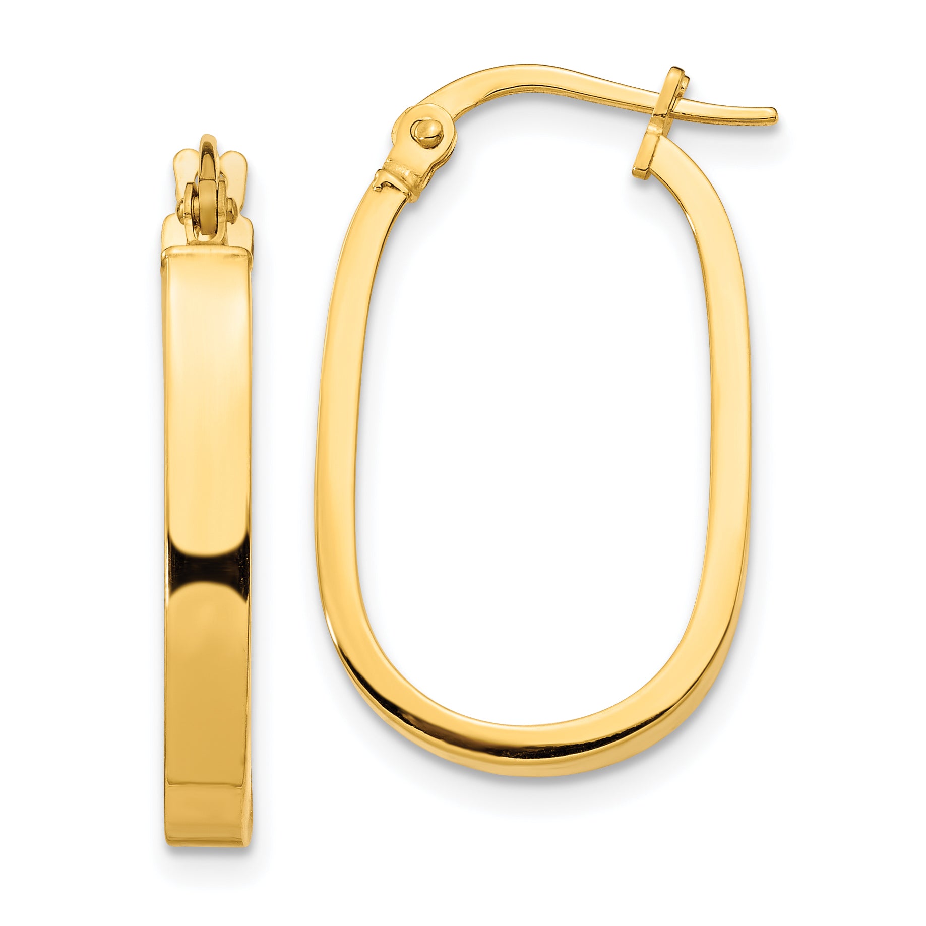 14K 3x2mm Oval Hoop Earrings Main image