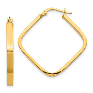 Tube Square Hoop Earrings in 14K Yellow Gold, 30mm - Sophia Jewelers