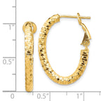 14K 3mm Small Diamond-cut Oval Omega Back Hoop Earrings