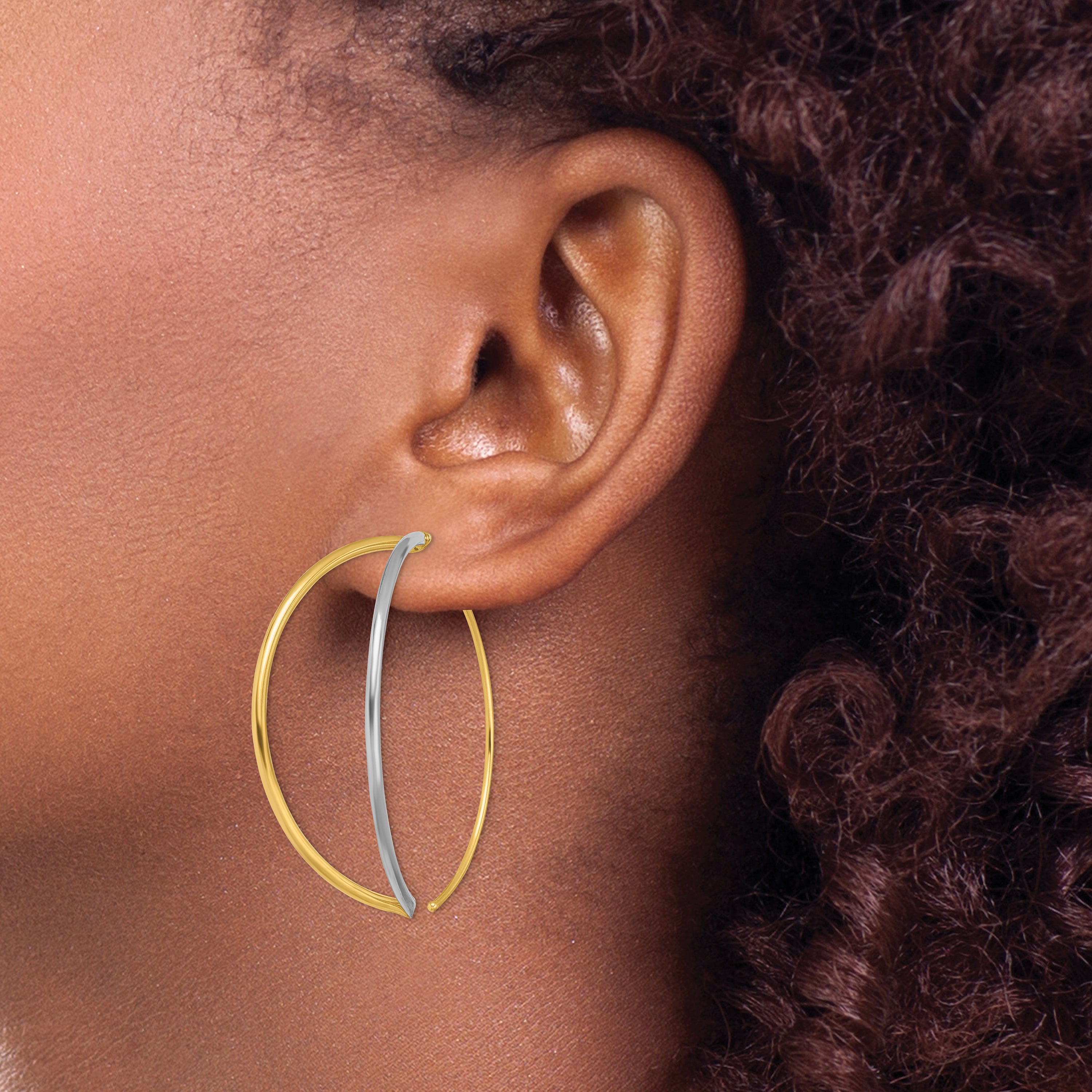 14K w/Rhodium Large Dangle Threader Earrings