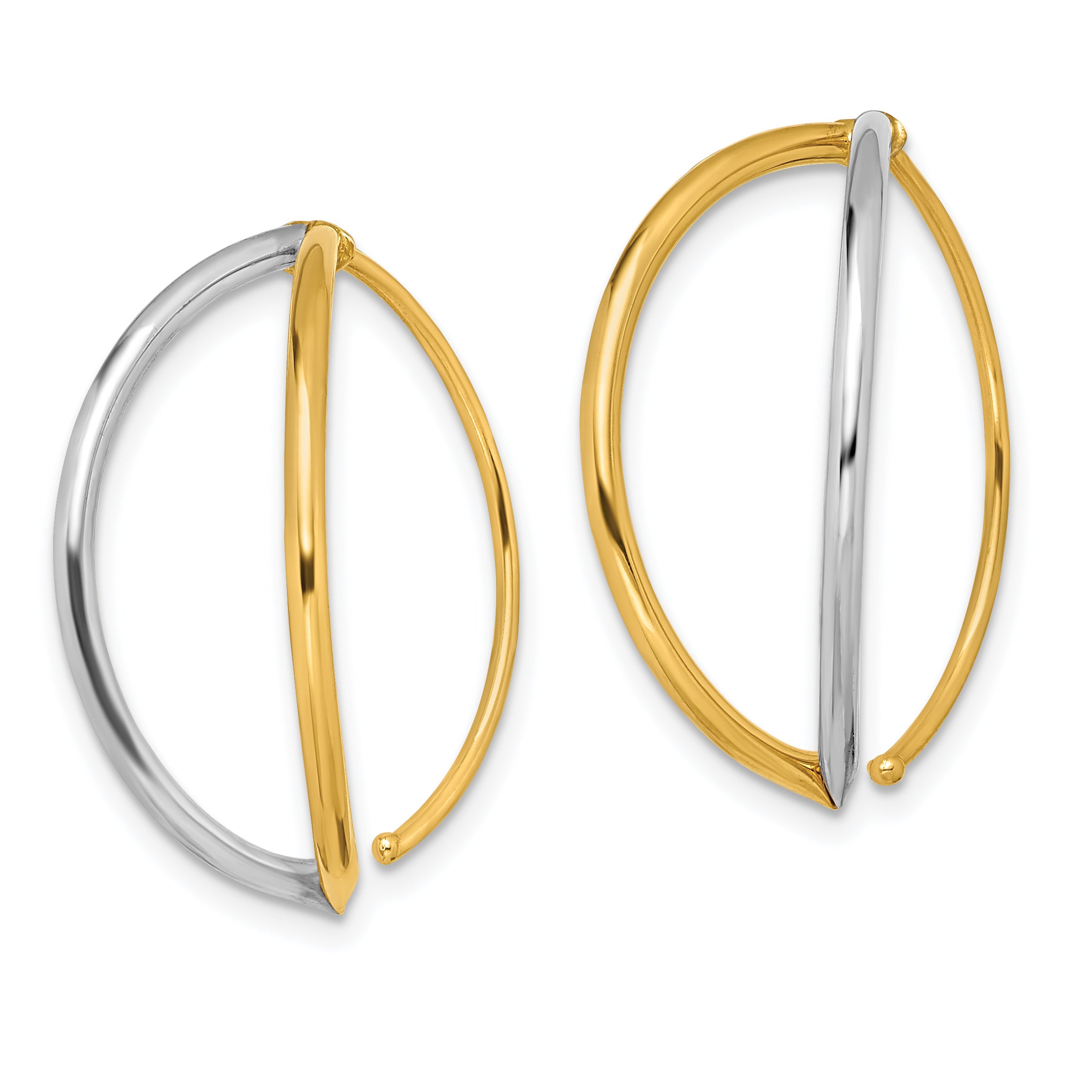 14K w/Rhodium Dangle Threader Earrings