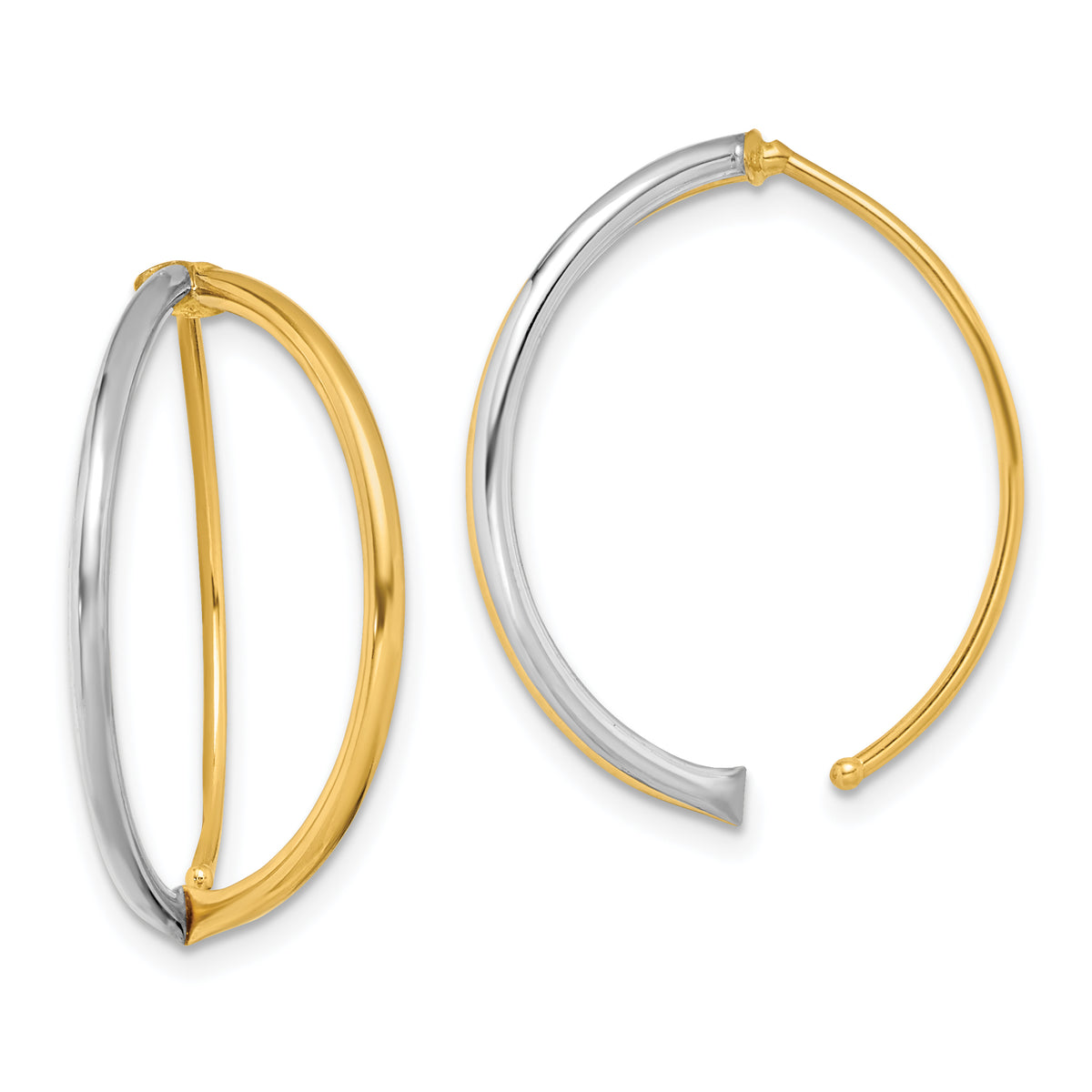 14K w/Rhodium Dangle Threader Earrings