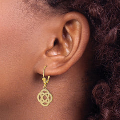 14K Small Celtic Eternity Knot Circle Leverback Earrings