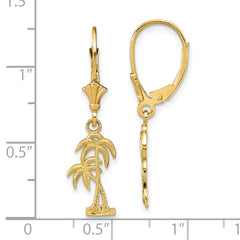 14K Palm Tree Leverback Earrings