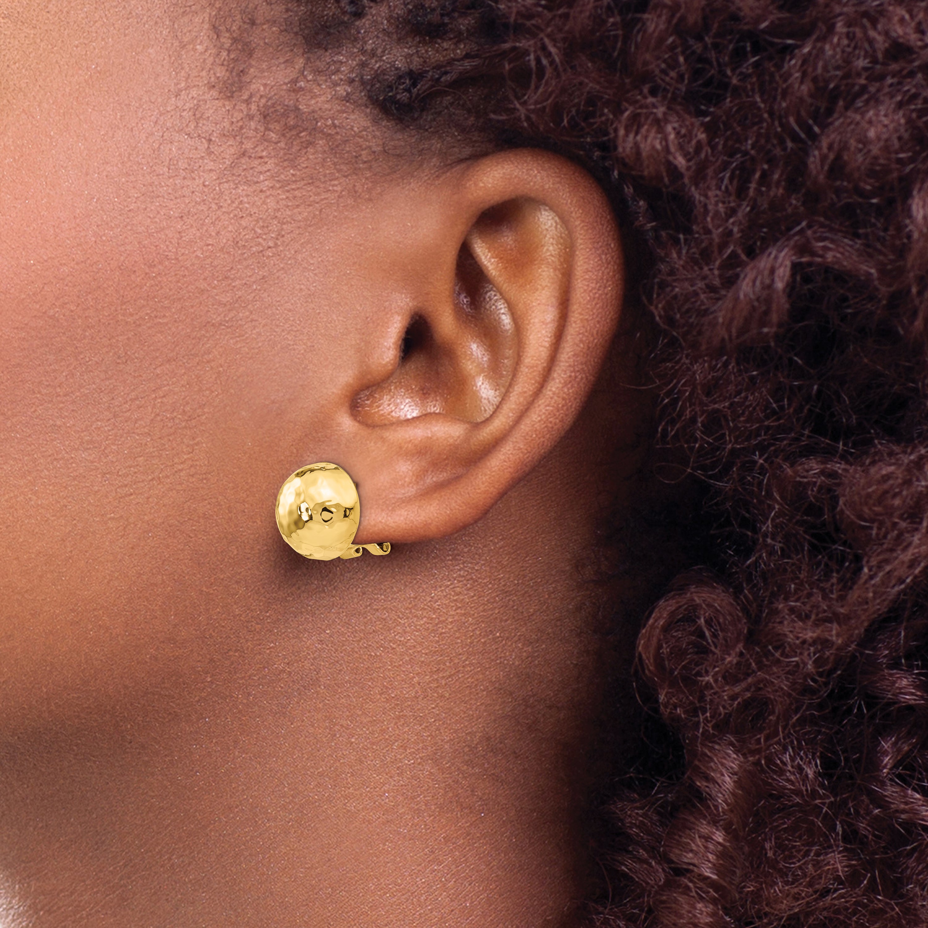 14k Hammered Omega Back Post Earrings