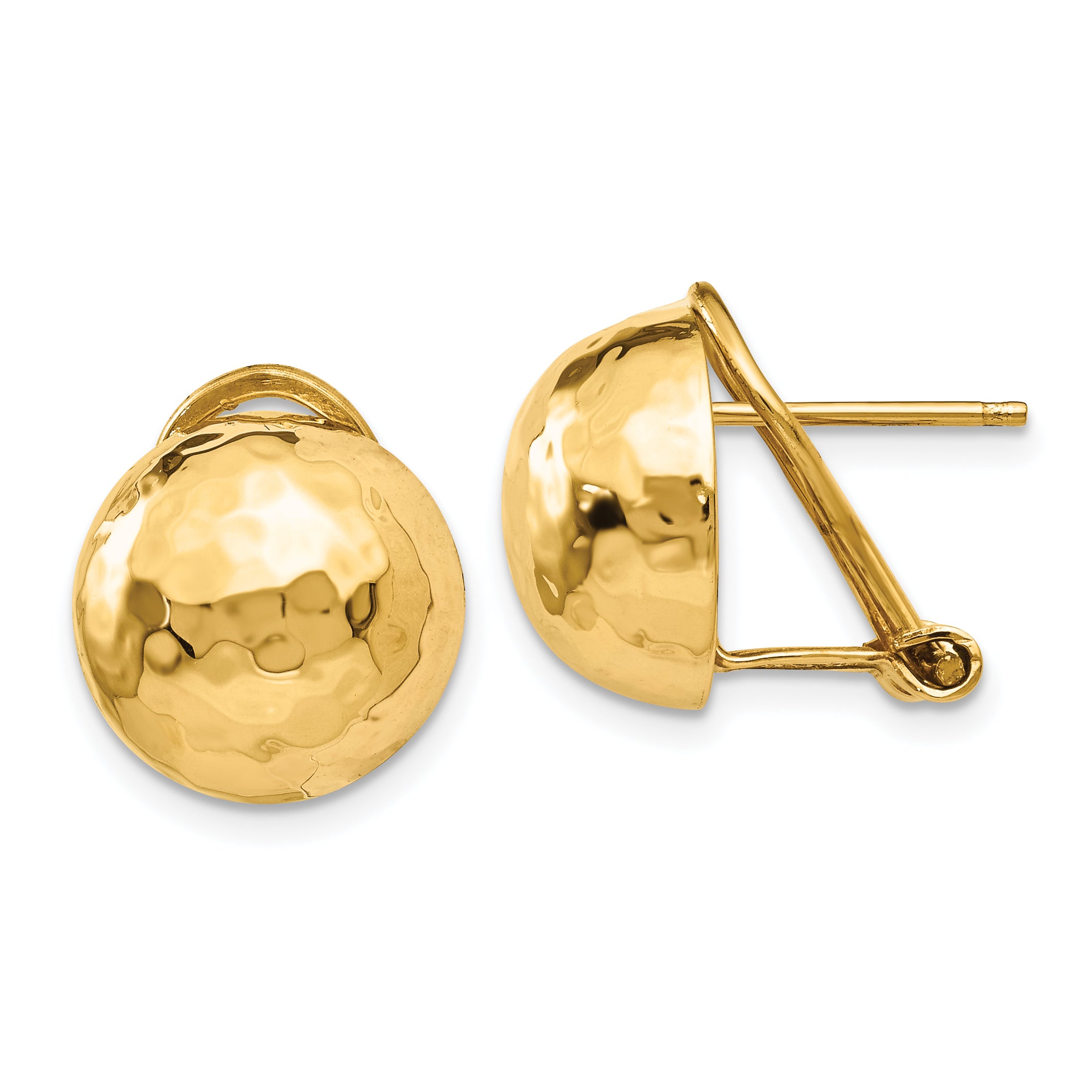 14k Hammered Omega Back Post Earrings Main image