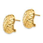 14k Polished Quilted Omega Back Post Earrings