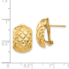 14k Polished Quilted Omega Back Post Earrings