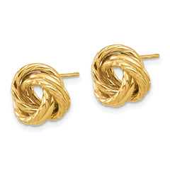 14K Polished and Textured Love Knot Post Earrings