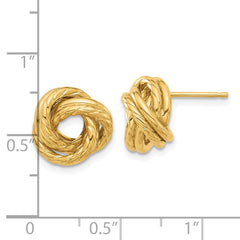 14K Polished and Textured Love Knot Post Earrings