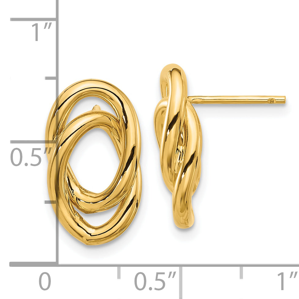 14K Polished Interlocked Links Post Earrings