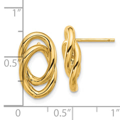 14K Polished Interlocked Links Post Earrings