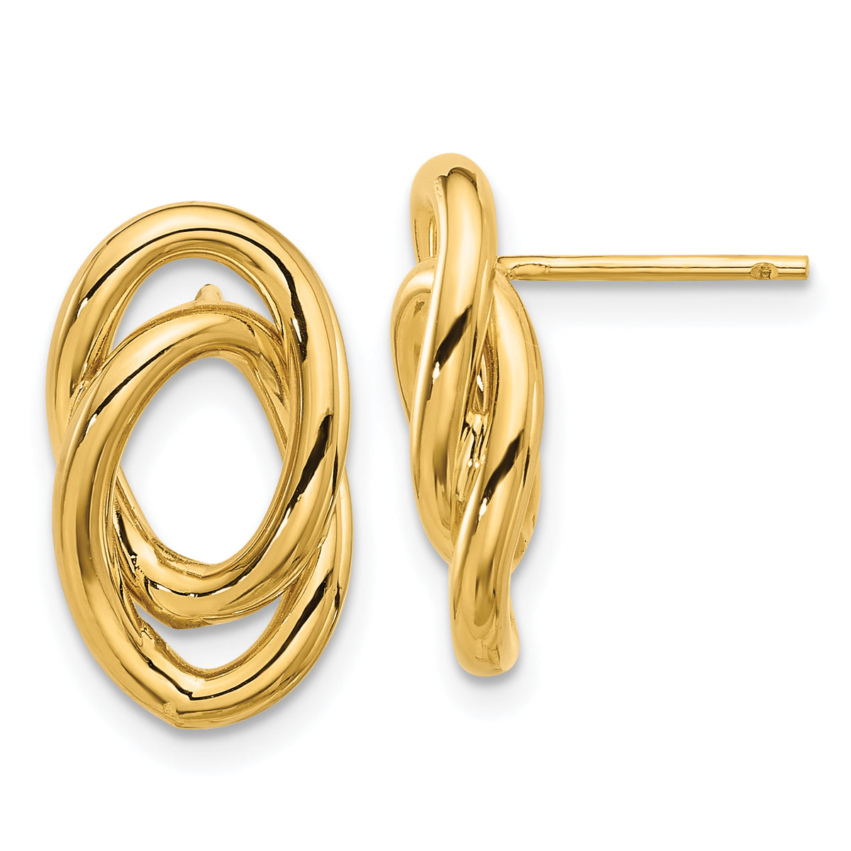 14K Polished Interlocked Links Post Earrings