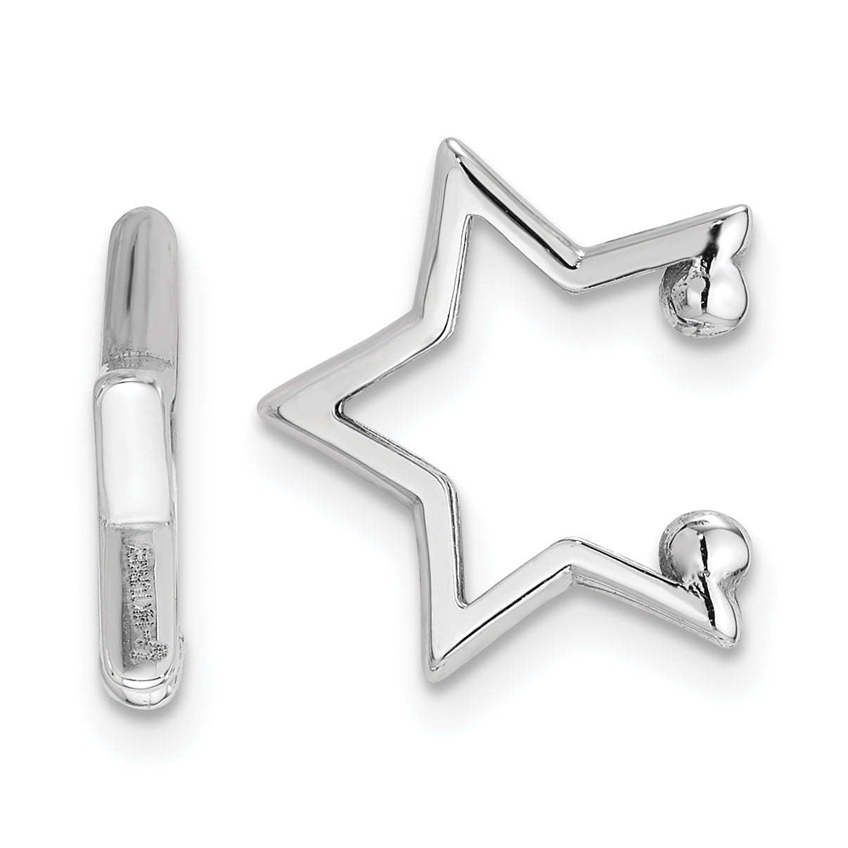14K White Gold Polished Star Pair of Cuff Earrings