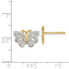 14k w/ White Rhodium Butterfly Post Earrings
