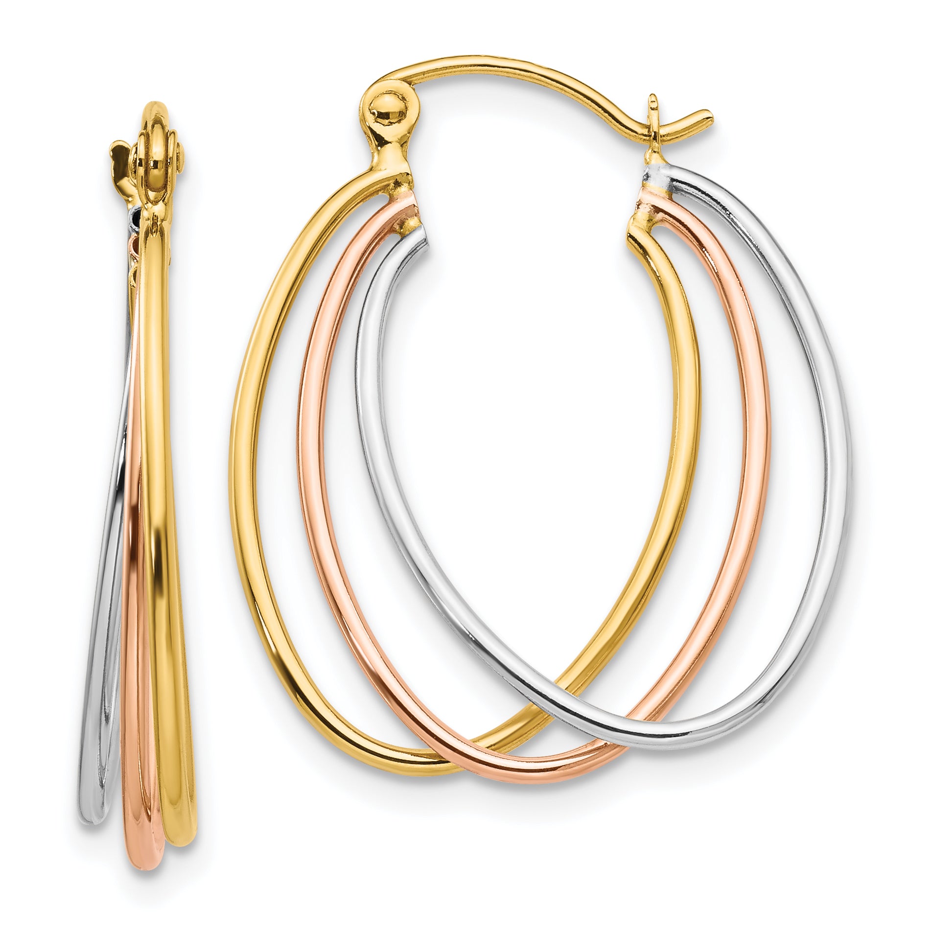 14K Tri Color Hoop Earrings Main image