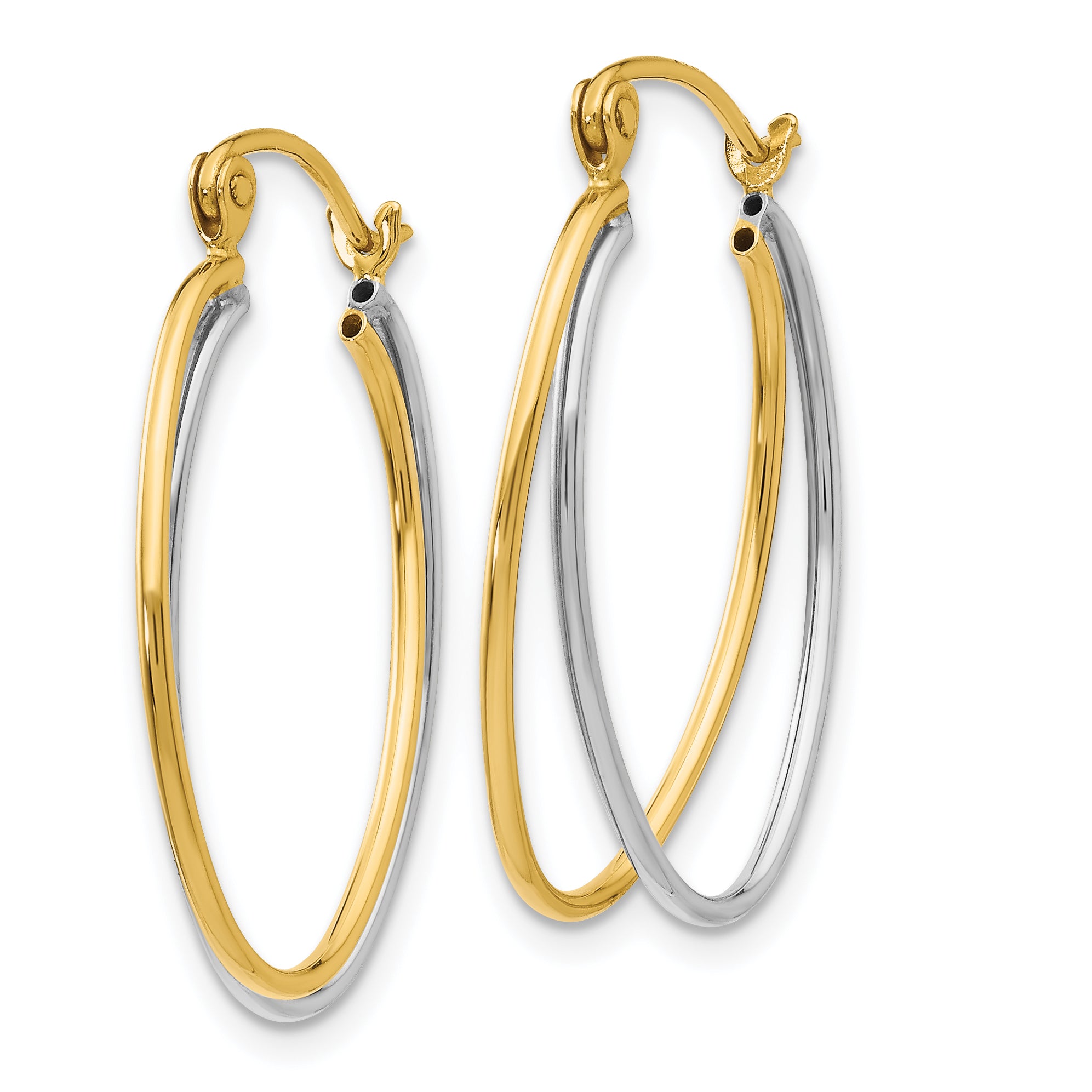 14K Two Tone Hoop Earrings Secondary image