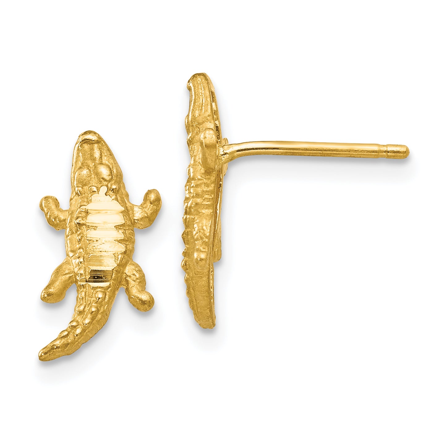14K Diamond-cut Alligator Earrings Main image