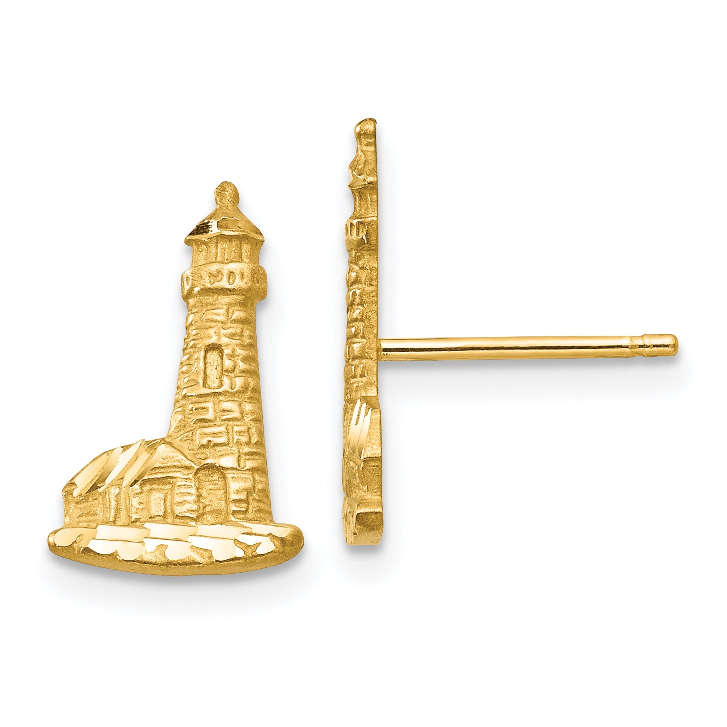 14K Diamond-cut Lighthouse Earrings Main image