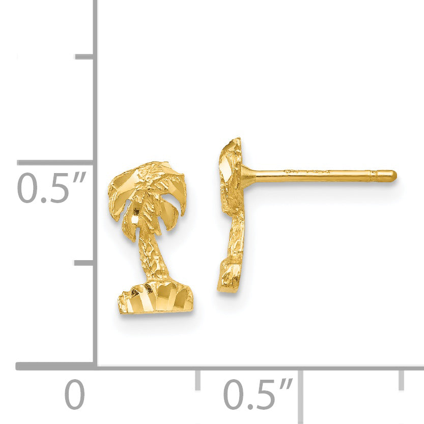 14K Diamond-cut Palm Tree Earrings