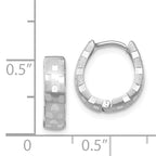 14K White Gold Diamond Cut 4mm Patterned Hinged Hoop Earrings