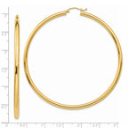 14k Polished 3x70mm Round Tube Hoop Earrings