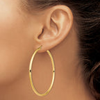 14k Polished 3x70mm Lightweight Round Tube Hoop Earrings