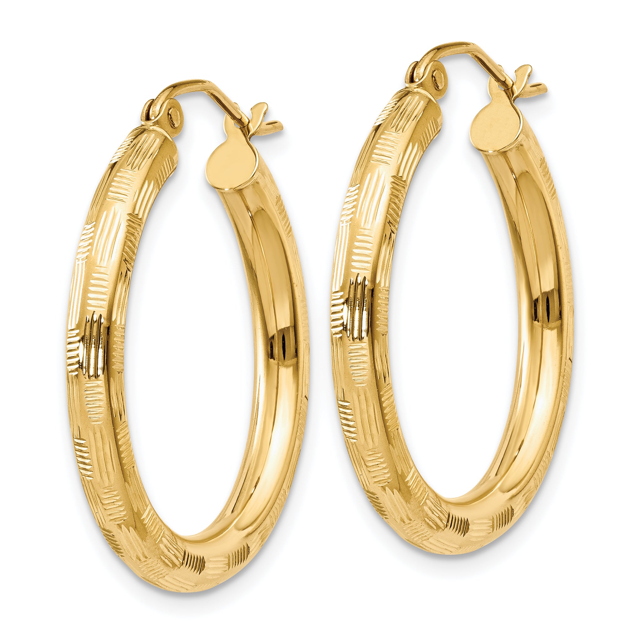 14k Diamond-cut Hoop Earrings Secondary image