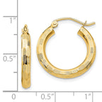 14k Diamond-cut Hoop Earrings
