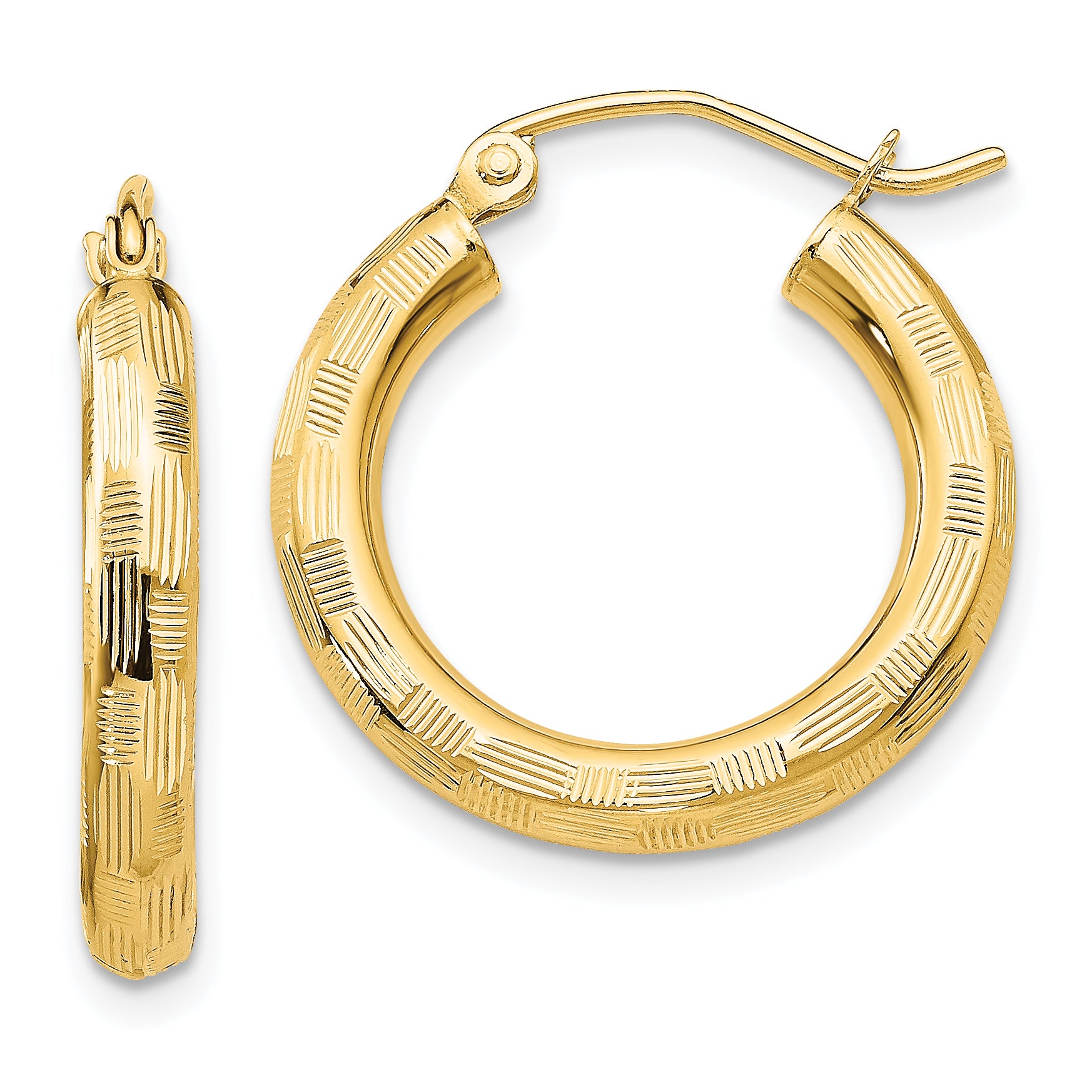 14k Diamond-cut Hoop Earrings